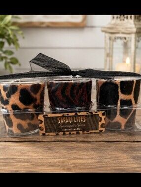 Serengeti Skins Animal Print Scented Votive Candle Set - Brown/Black